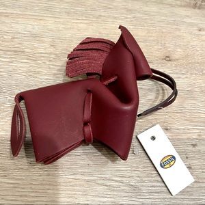 Fossil Leather Pony Bag Charm Maroon/Red